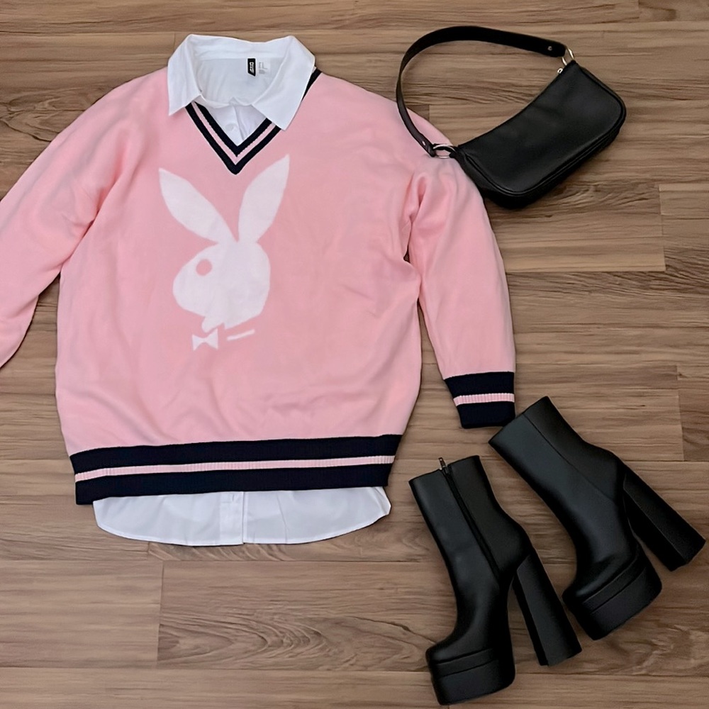 Missguided Playboy Oversized Cricket Bunny Jumper